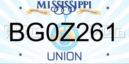 BG0Z261 Mississippi License Plate
