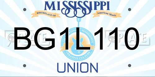 BG1L110 Mississippi License Plate