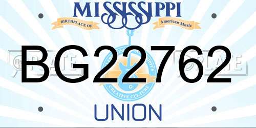 BG22762 Mississippi License Plate