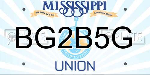 BG2B5G Mississippi License Plate
