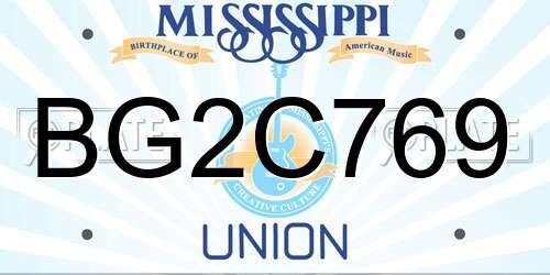 BG2C769 Mississippi License Plate