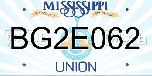 BG2E062 Mississippi License Plate