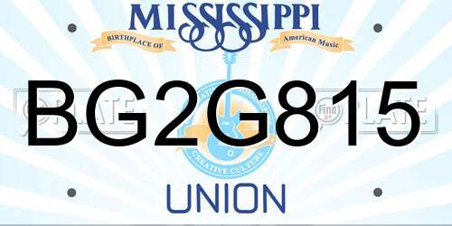 BG2G815 Mississippi License Plate