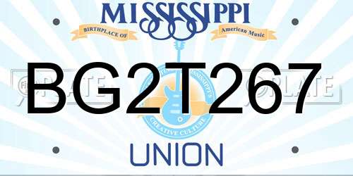BG2T267 Mississippi License Plate