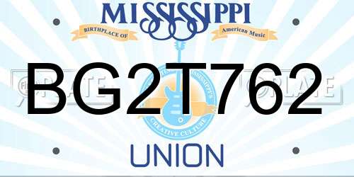 BG2T762 Mississippi License Plate