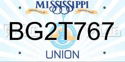 BG2T767 Mississippi License Plate