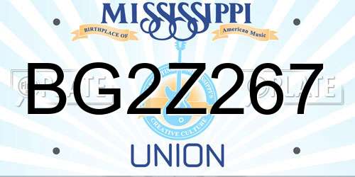 BG2Z267 Mississippi License Plate