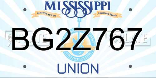 BG2Z767 Mississippi License Plate