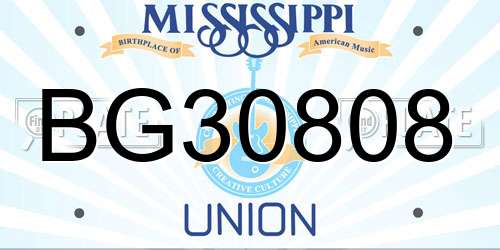 BG30808 Mississippi License Plate