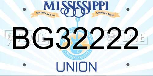BG32222 Mississippi License Plate