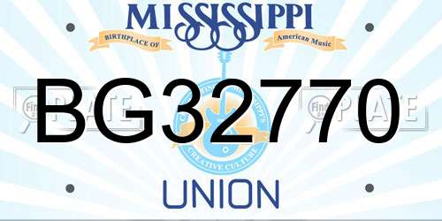 BG32770 Mississippi License Plate