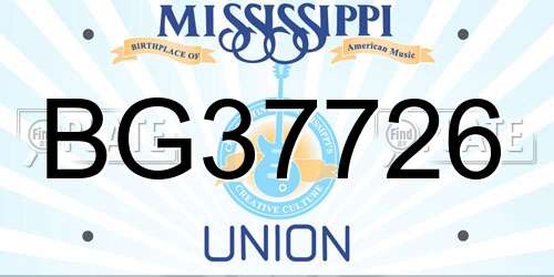 BG37726 Mississippi License Plate