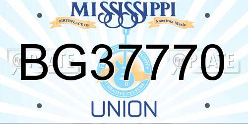 BG37770 Mississippi License Plate