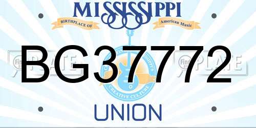 BG37772 Mississippi License Plate