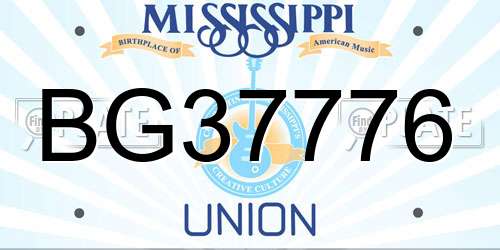 BG37776 Mississippi License Plate