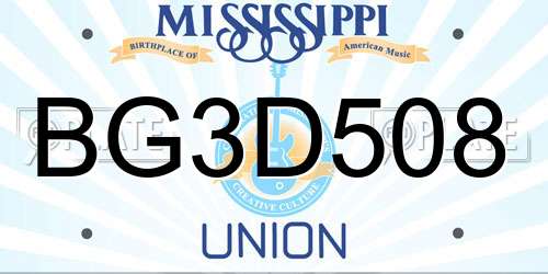 BG3D508 Mississippi License Plate