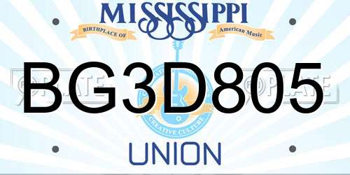BG3D805 Mississippi License Plate