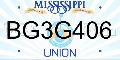 BG3G406 Mississippi License Plate