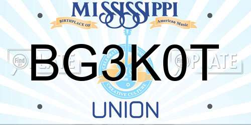 BG3K0T Mississippi License Plate