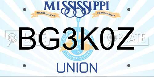 BG3K0Z Mississippi License Plate