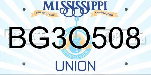 BG3O508 Mississippi License Plate