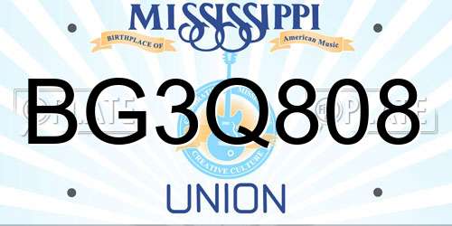 BG3Q808 Mississippi License Plate