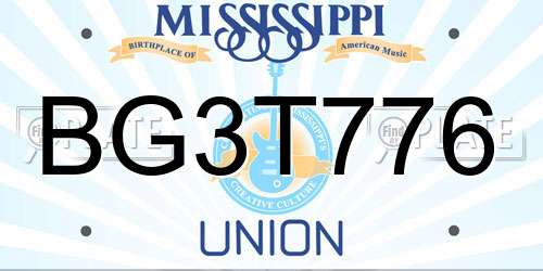BG3T776 Mississippi License Plate