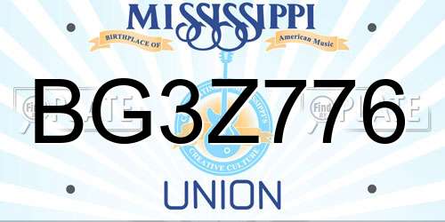 BG3Z776 Mississippi License Plate
