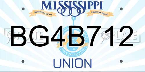BG4B712 Mississippi License Plate