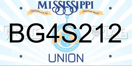 BG4S212 Mississippi License Plate