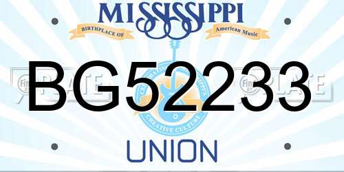 BG52233 Mississippi License Plate