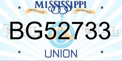 BG52733 Mississippi License Plate