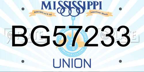 BG57233 Mississippi License Plate