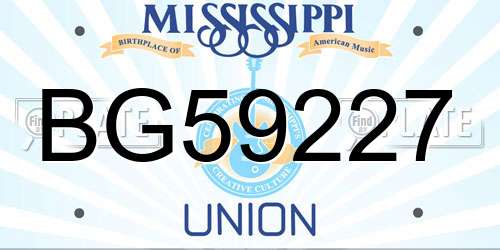 BG59227 Mississippi License Plate