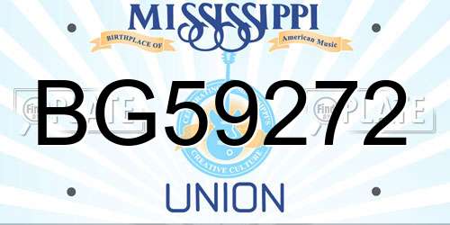 BG59272 Mississippi License Plate