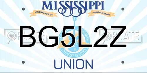 BG5L2Z Mississippi License Plate