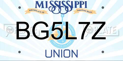 BG5L7Z Mississippi License Plate