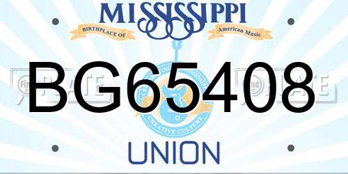 BG65408 Mississippi License Plate