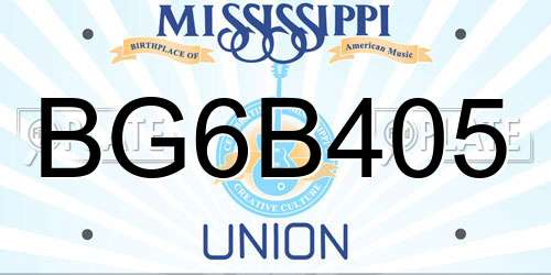BG6B405 Mississippi License Plate