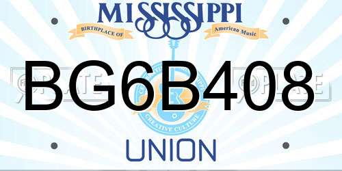 BG6B408 Mississippi License Plate