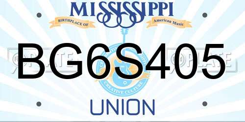 BG6S405 Mississippi License Plate