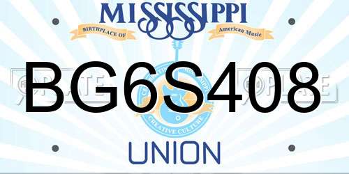 BG6S408 Mississippi License Plate