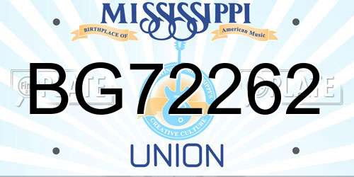 BG72262 Mississippi License Plate