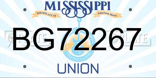 BG72267 Mississippi License Plate