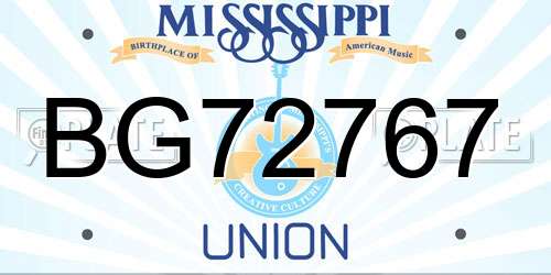 BG72767 Mississippi License Plate