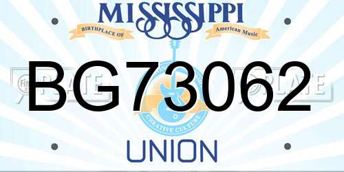 BG73062 Mississippi License Plate