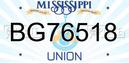 BG76518 Mississippi License Plate