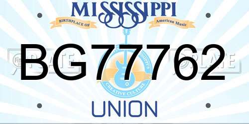 BG77762 Mississippi License Plate