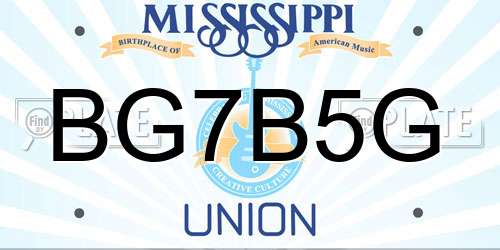 BG7B5G Mississippi License Plate