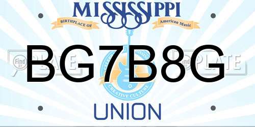 BG7B8G Mississippi License Plate